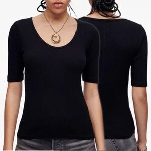 RE/DONE x Hanes Black Ribbed Scoop-Neck Tee Size S